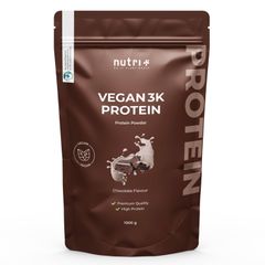nutri+ Chocolate Veganes Proteinpulver 3k - Eiweiß Protein Pulver 1kg von Nutrition Plus