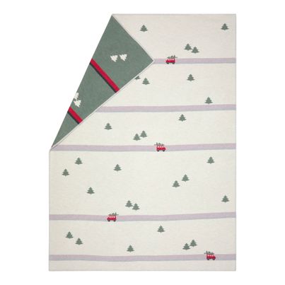 Light cuddly Blanket Trees&car Color Offwhite 200x140cm by David Fussenegger