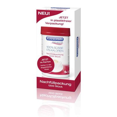 KANDISIN Süßstoff Nachfüllpackung - 90g - 1200 Tabletten - Zuckeralternative - Süßstoff ohne Kalorien