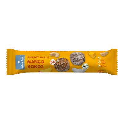 Bio Energy Balls Mango Kokos 70g - 12er Vorteilspack von Followfood