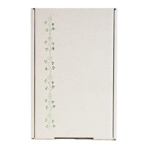 Graspapier Geschenkkarton zum Selberbefüllen - handbedruckt mit grüner Bordüre - 1 Stück