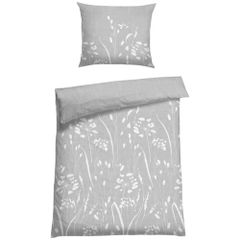 Edel Satin Bettwäsche BREE SILBER Set bestehend aus: 1 x Decke 140 x 200 cm und 1 x Kissen 70 x 90 cm von FLORELLA