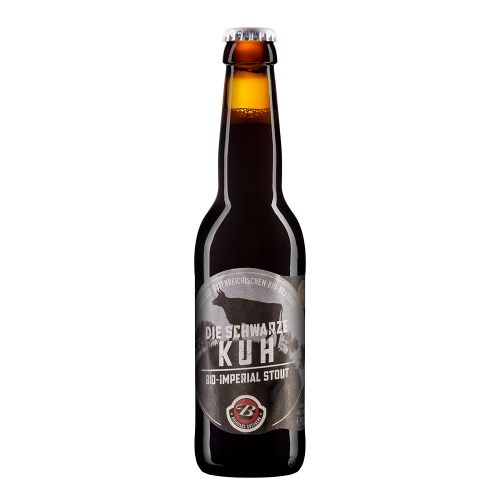 BIO Bier Die schwarze Kuh Imperial Stout 330ml - ressourcenschonend produziert - stark – saftig – aromatisches Bier von Brauhaus Gusswerk