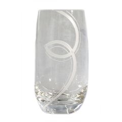 Handgraviertes Glas 300ml mit Violamotiv