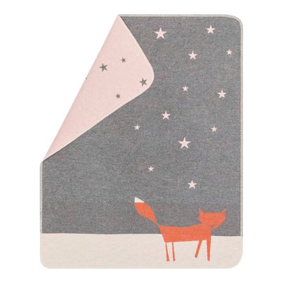 Baby Blanket Fox under the Stars Color Gray 90x70cm by David Fussenegger