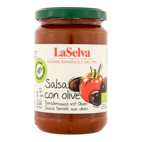 Organic tomato sauce with olives 280g - value pack of 6 from La Selva