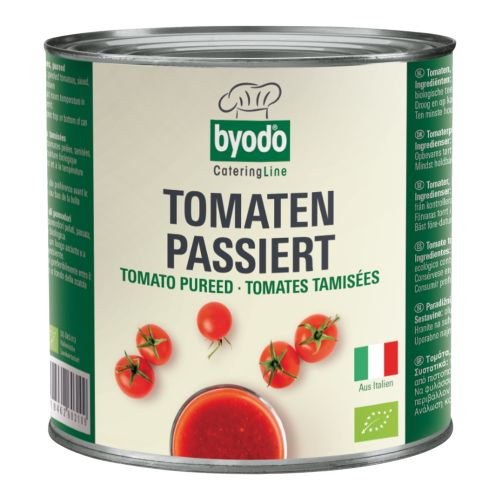 Organic tomatoes strained approx. 8-10 Brix 2550g from Byodo