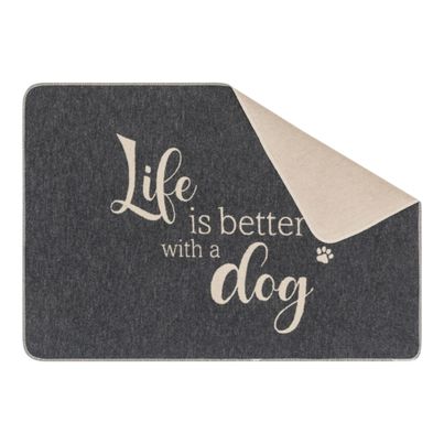 Pet blanket Life is better… Color Charcoal 70x90cm by David Fussenegger