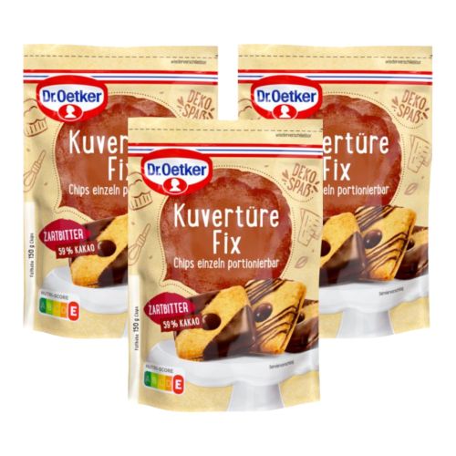 Dr. Oetker Kuvertüre fix Zartbitter 3er Pack