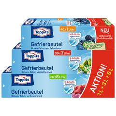 Gefrierbeutel sortiert 3er-Großpkg von Toppits