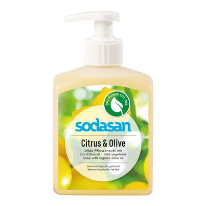 Bio Citrus Olive Seife im Spender 300ml - 6er Vorteilspack von Sodasan