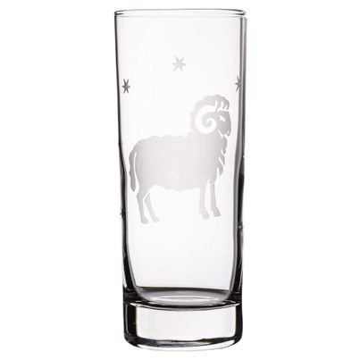 Handgraviertes Glas mit Sternzeichen und Namensgravur Widder
