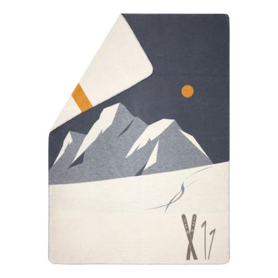 Fluffy Soft Blanket Skis&Tracks Color Grey 200x150cm by David Fussenegger