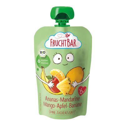 Bio Fruchtpüree Ananas Mandarine 100g - 8er Vorteilspack von Fruchtbar