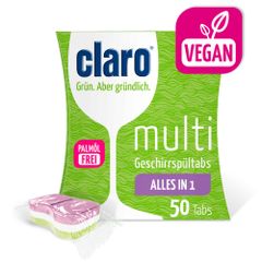 claro Geschirrspültabs Multi 50 Stück - Alles in 1 Tabs mit integrierter Salzspülfunktion und Klarspülfunktion - keine Zusatzprodukte mehr benötigt