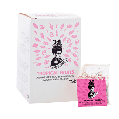AFRO TEA Tropical Fruits Rooibos Tee - Premium Tee 15 Stück - 15 handgenähte Teebeutel mit Rooibos- & Früchtetee Mischung von AFRO COFFEE