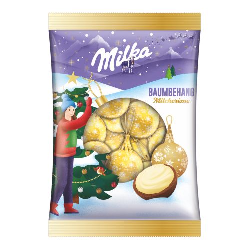 Milka Christmas tree baubles incl. hanging thread 90g gold from Milka