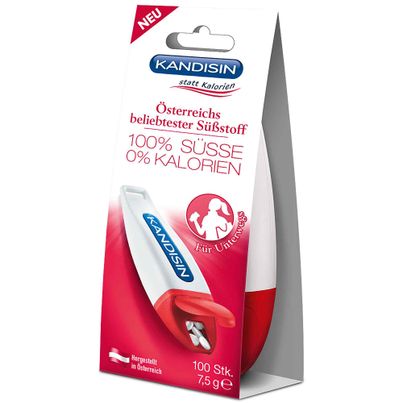 KANDISIN Süßstoff Wave Box - 7.5g - 100 Tabletten - Zuckeralternative - Süßstoff ohne Kalorien