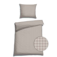 Edel Satin Bettwäsche KARO FIVE LEINEN Set bestehend aus: 1 x Decke 140 x 200 cm und 1 x Kissen 70 x 90 cm von FLORELLA