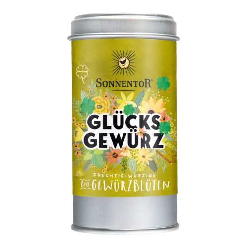 Organic Glücks Spice Mediterranean Flowers preparation in a sprinkle tin from Sonnentor 28g