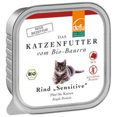 Bio Katzenfutter Pate Senitive Rind 100g - 16er Vorteilspack von Defu