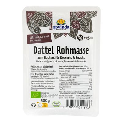 Bio Dattel Rohmasse 500g - 6er Vorteilspack von Govinda