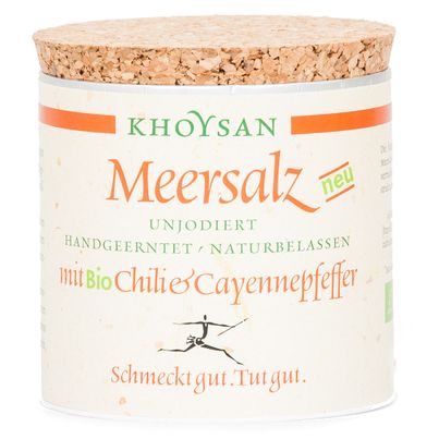 Meersalz mit Bio Chili und Cayennepfeffer Würzdose 200g von Khoysan