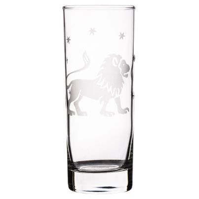 Handgraviertes Glas mit Sternzeichen und Namensgravur Löwe