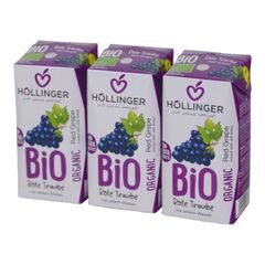 Bio Rote Traube Schulsaft 3x200ml - perfekt für jede Jausenbox - handlich kleiner Durstlöscher - mit Strohhalm von Höllinger Juice