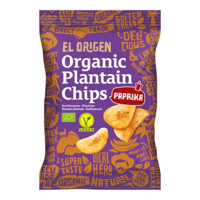 Bio Kochbananen Chips mit Paprika 80g - 8er Vorteilspack von El Origen Food Gmbh