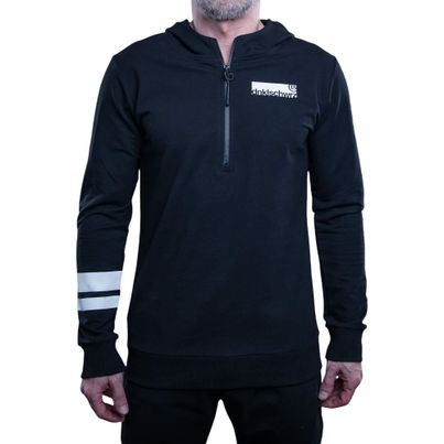 Dunkelschwarz Hoodie Kurz-Zip DS-7 BANDU black