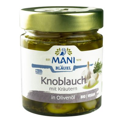 Bio Knoblauch mit Kräutern in Öl 185g - 6er Vorteilspack von Mani Bläuel