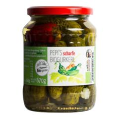 Bio Scharfe Gurkerl 670ml - 6er Vorteilspack von Pflügelmeier Pepi's
