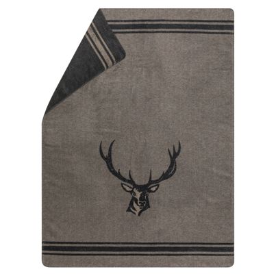 Kuscheldecke Platzhirsch Farbe Rauchgrau 150x200cm von David Fussenegger