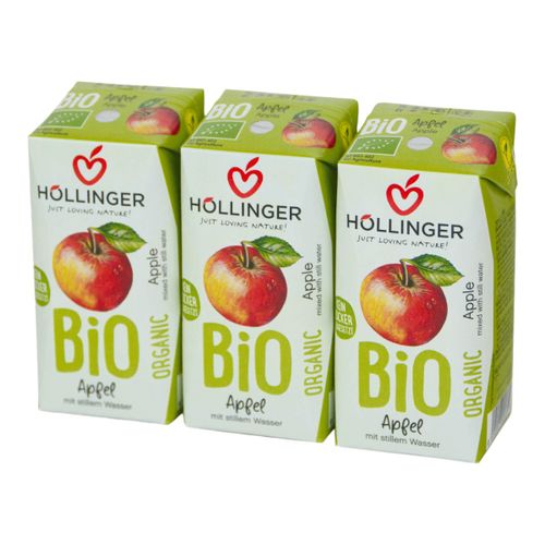 Bio Apfel Schulsaft 3x200ml - perfekt für jede Jausenbox - handlich kleiner Durstlöscher - mit Strohhalm von Höllinger Juice