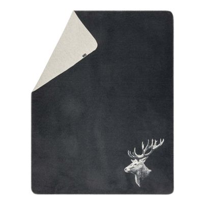 Fluffy Soft Blanket Stag Head Color Charcoal 150x200cm by David Fussenegger