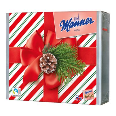 Manner Original Neapolitaner Schnitten 8er Geschenkpackung Weihnachten Schleife 600g
