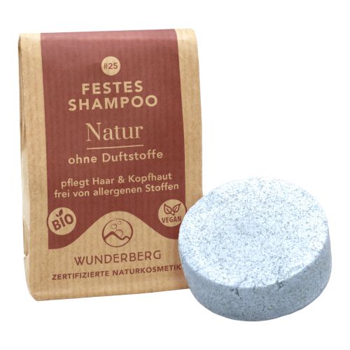 Bio Festes Shampoo Natur - ohne Duftstoffe 48g von Wunderberg