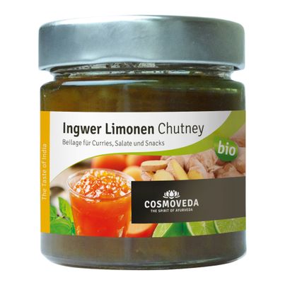 Bio Ingwer-Limonen Chutney 225g - 6er Vorteilspack von Cosmoveda