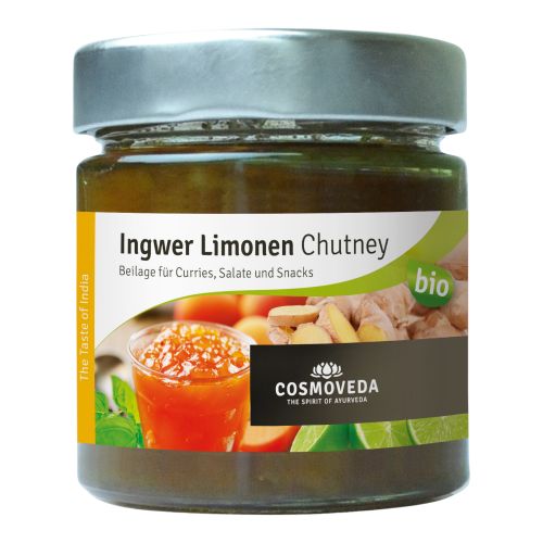 Organic ginger-lime chutney 225g - value pack of 6 from Cosmoveda