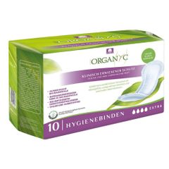 Bio-Hygienebinden Extra 10 Stück - bei leichter Blasenschwäche - chlorfrei gebleicht - sehr gute Saugfähigkeit - besonders atmungsaktiv - geeignet für Allergikerinnen von Organyc