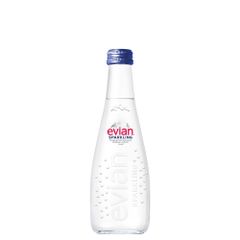 Evian Wasser prickelnd Glasflasche 330ml - Im Herzen der französischen Alpen durch uralte Gletscher gefiltert - Ausgewogene Mineralisierung von Evian