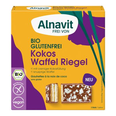 Bio Kokos Waffel Riegel 75g - 6er Vorteilspack von Alnavit