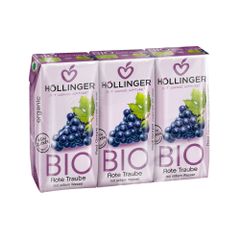 Bio Rote Traube Schulsaft 3x200ml - perfekt für jede Jausenbox - handlich kleiner Durstlöscher - mit Strohhalm von Höllinger Juice