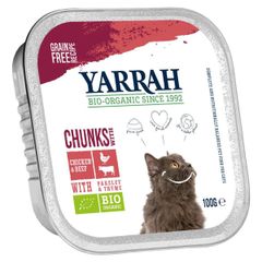Bio Yarrah Katzenfutter Bröckchen Rind 100g - 16er Vorteilspack - Tierfutter von Yarrah