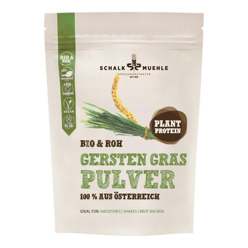 Bio Österreichisches Gerstengras Pulver 200g - rein pflanzliche Proteinquelle - bestens für Allergiker geeignet - wichtige Nährstoffe von Schalk Mühle