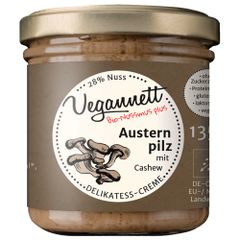 Bio Austernpilzaufstrich mit 28 Prozent Cashewmus 135g - Vegan - Glutenfrei und Laktosefreier Aufstrich von Vegannett