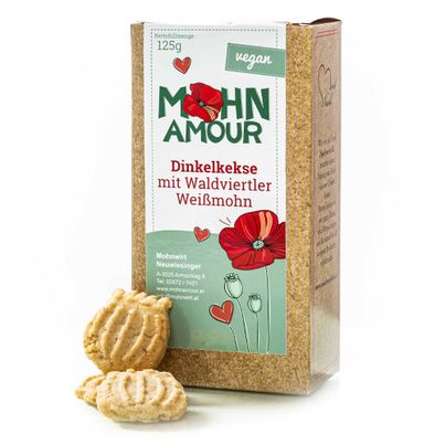 White poppy seed spelled cookies vegan 125g - refined with Waldviertler white poppy seeds - a real treat for young and old from Mohn Amour
