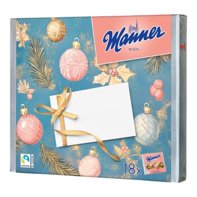 Manner Original Neapolitaner Schnitten 18er Geschenkpackung Weihnachten Weihnachtskugeln mit Brief 1350g