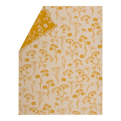 Cotton Throw Floral Color Mustard 150x200cm by David Fussenegger